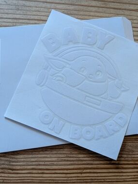 Baby On Board White Decal Sticker - Star Wars Grogu